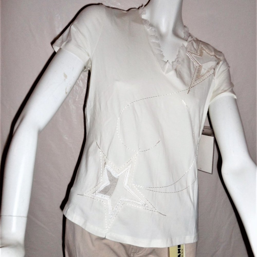 D'IBARI TOP SILK/COTTON/LYCRA  NWT